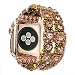 GEMEK Compatible with Apple Watch Band Rose Gold 42mm 44mm, Retro Bracelet Elastic Stretch Faux Crystal Agate Stone Replacement Straps Compatible with iWatch Women Wristbands Series 4/3/2/1 Cuff(Pink)