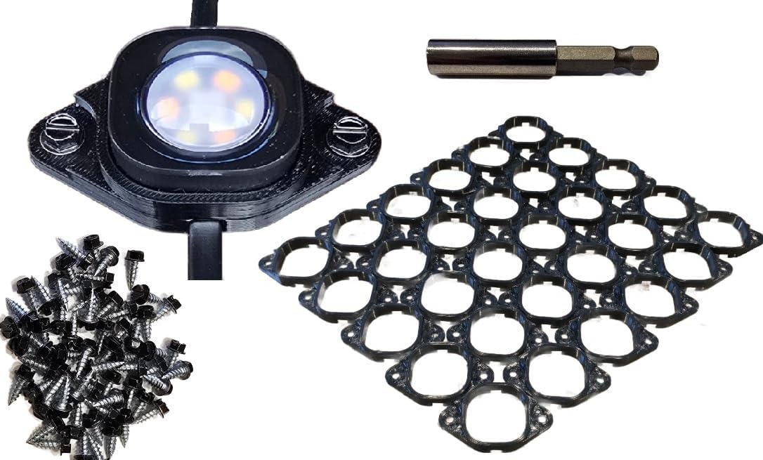 Muzzys (30 Black Mounts) Premium Mounting Bracket Install Kit for Govee Pro Permanent Outdoor LED Lights H706 with Screws and Drill Bit Driver Christmas Holiday Roof Soffit Fascia Installation