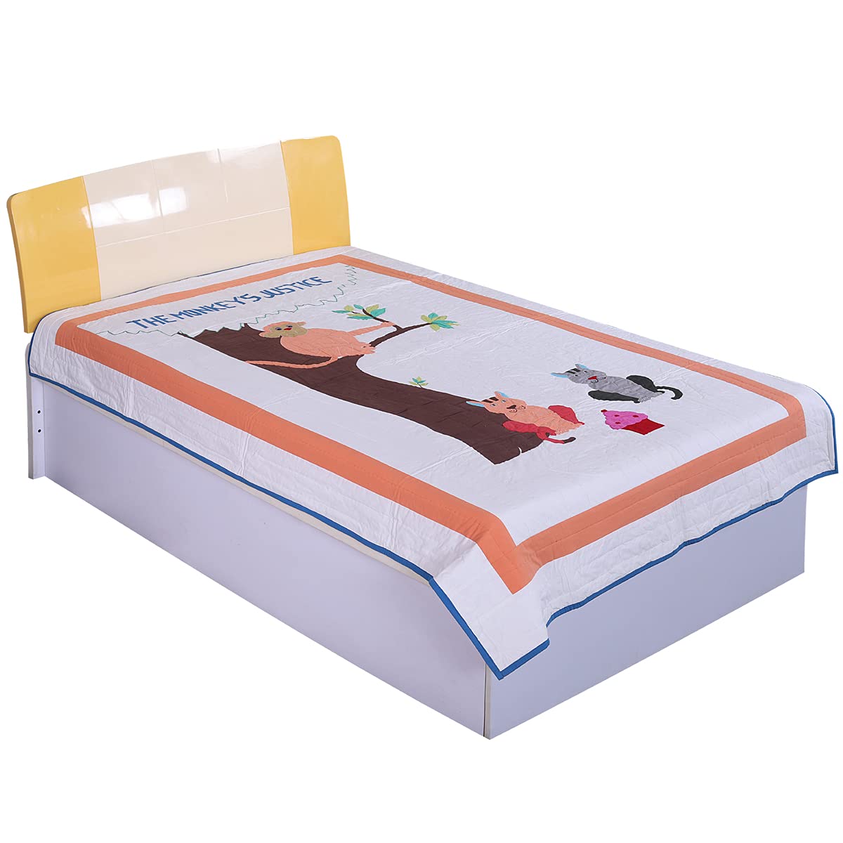Hugs N Rugs AC Comforter Set/Quilt 3 pcs Bedding Set in Beautiful Embroidery Patchwork Design for Kids Bedroom- Queen Size Blanket/ 1 Cushion Cover/1 Pillow Cover 1