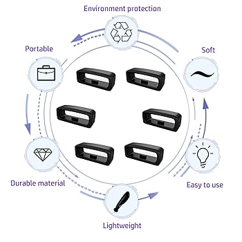 6 Passanti Per Cinturino Orologio In Silicone - Diametro 22 Mm, Colore Nero - Foto 2