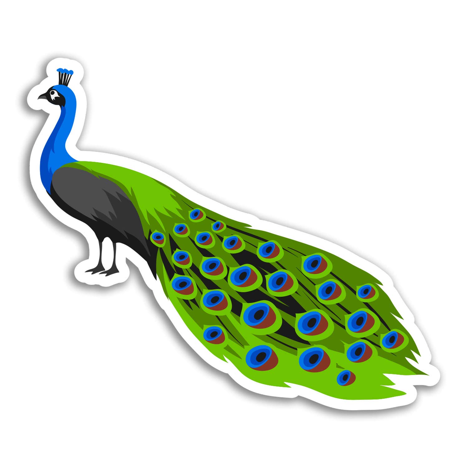 Destination Vinyl Ltd Multi 2 X 10Cm Peacock Vinyl Stickers - Peafowl Bird Fun Sticker Laptop Luggage #18400 (10Cm Wide)