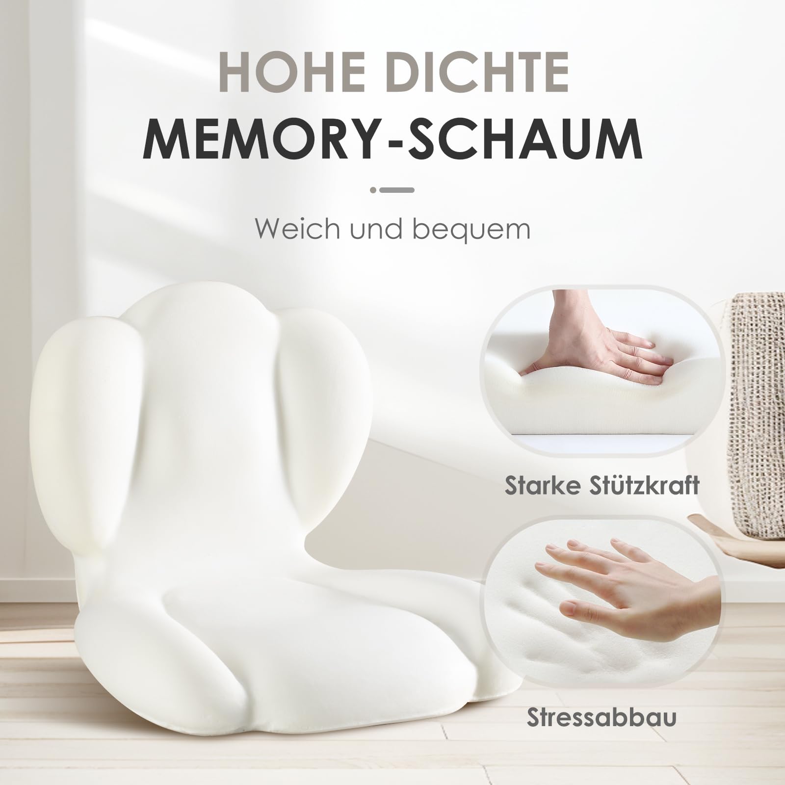 FLORICH Cuscino per Sedile Memory Foam Cuscino Lombare Sedia, Cuscino Ergonomico per Sedili di Auto, Sedie da Ufficio, Sedie a Rotelle, Grigio02