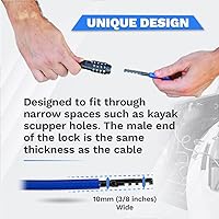 Vista 3 de DocksLocks Weatherproof Straight Security Cable Lock (5ft to 25ft Lengths) with Resettable Combination, Anti-Theft Protection for Kayak, Bike