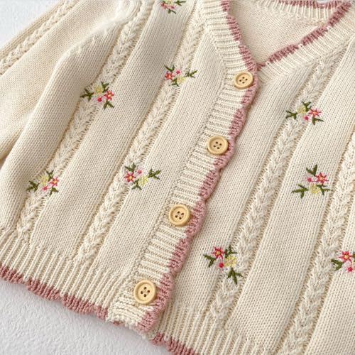 HOOLCHEAN Baby Girls Cotton Small Floral Embroidery Cardigan Sweater4