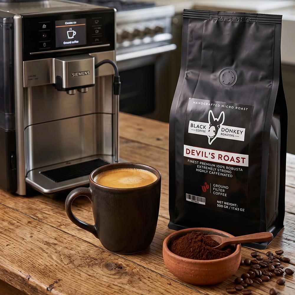 DEVIL'S ROAST | Kawa Mielona (500g) | Mieszanka Robusty | Wysokiej Jakości Robusta z Black Donkey