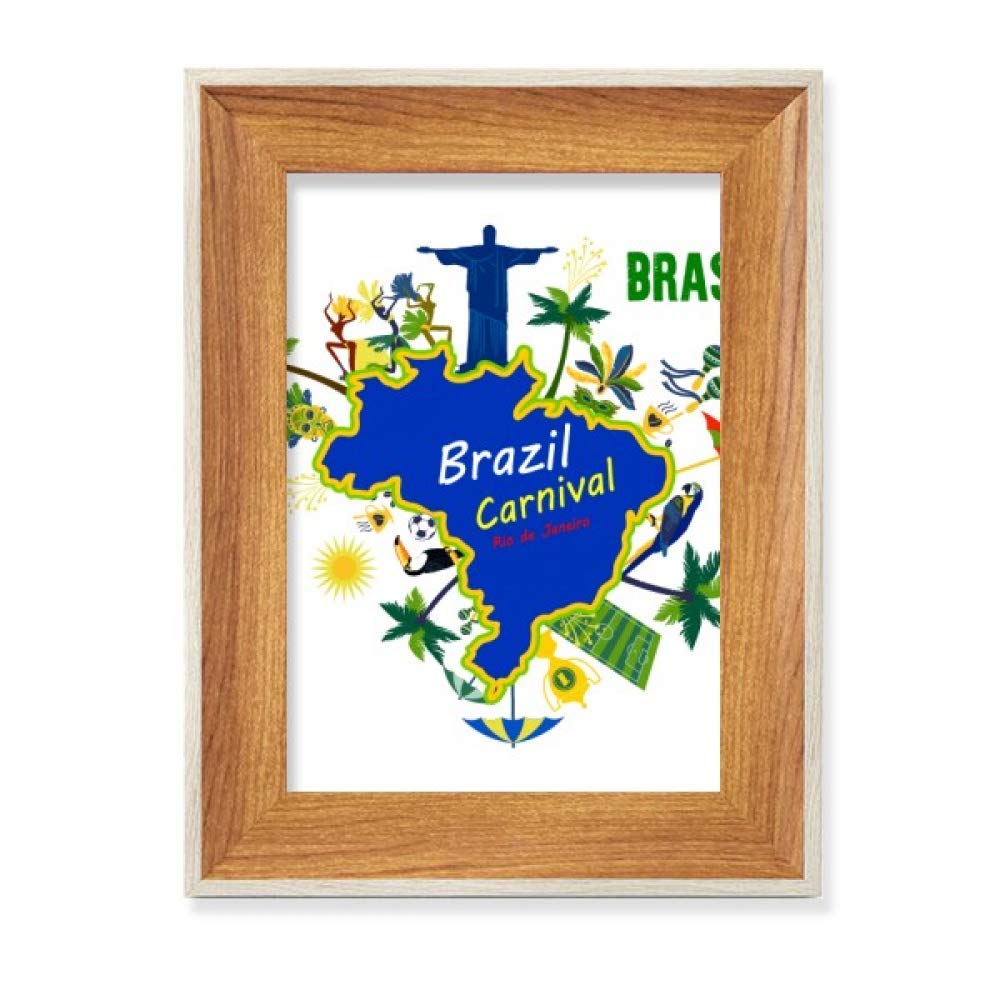 Cadre photo bois Corcovado Brésil et décoration carnaval pour bureau
