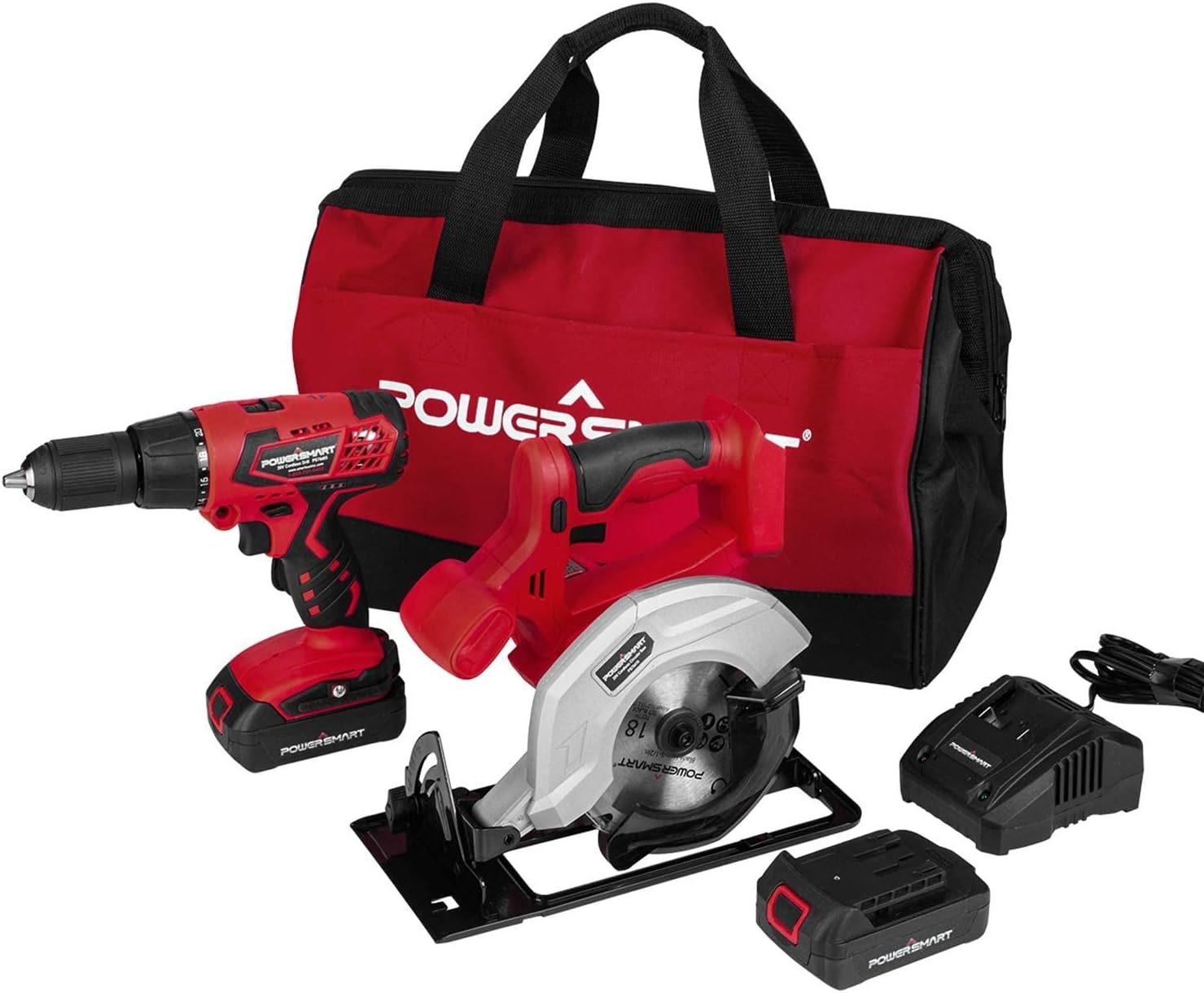 PowerSmart 20V MAX Cordless Circular Saw and Drill Combo Kit in