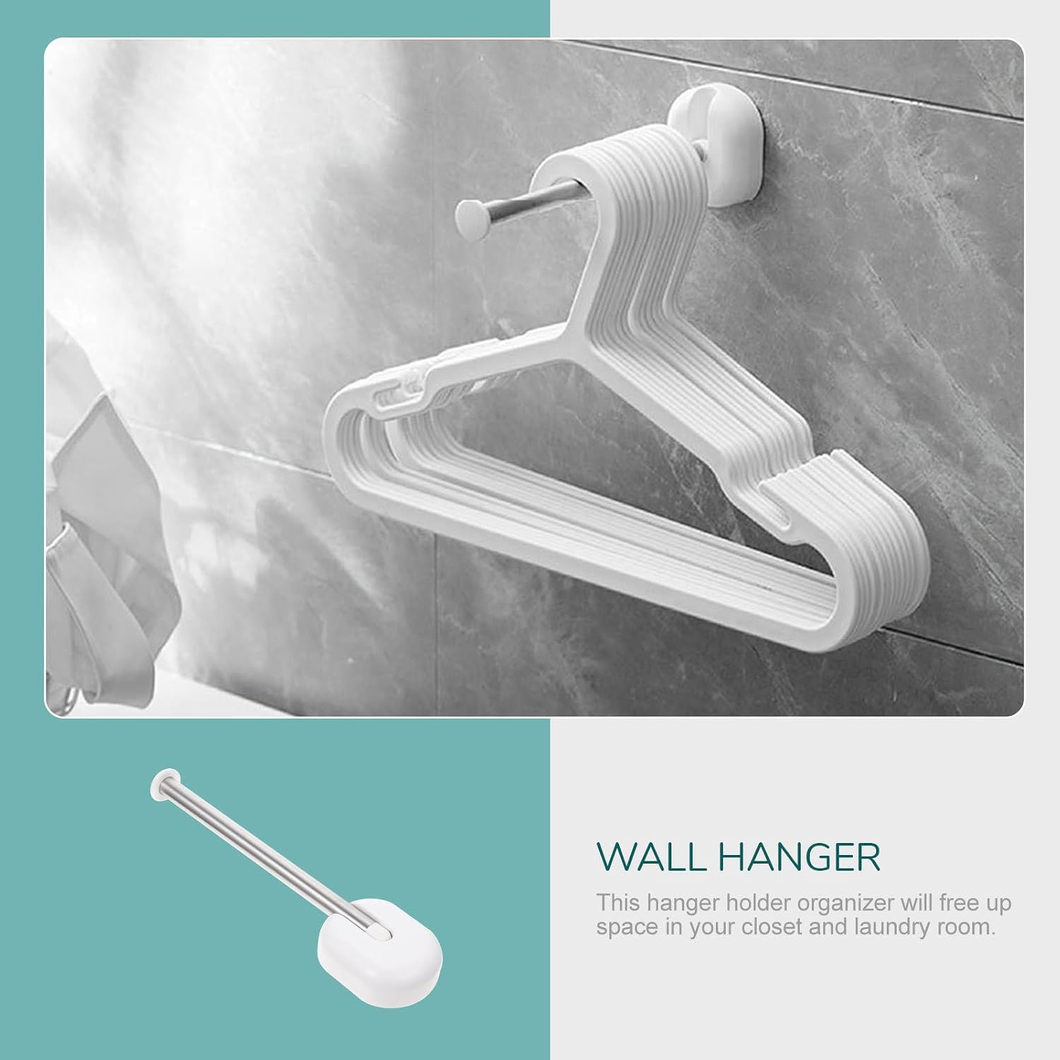Stacker Adhesive Hanger Holder Telescopic Wall Mounted Hook Stainless Steel Hanger Holder White Storage Organizer for Home Wall Hanging and Space Saving