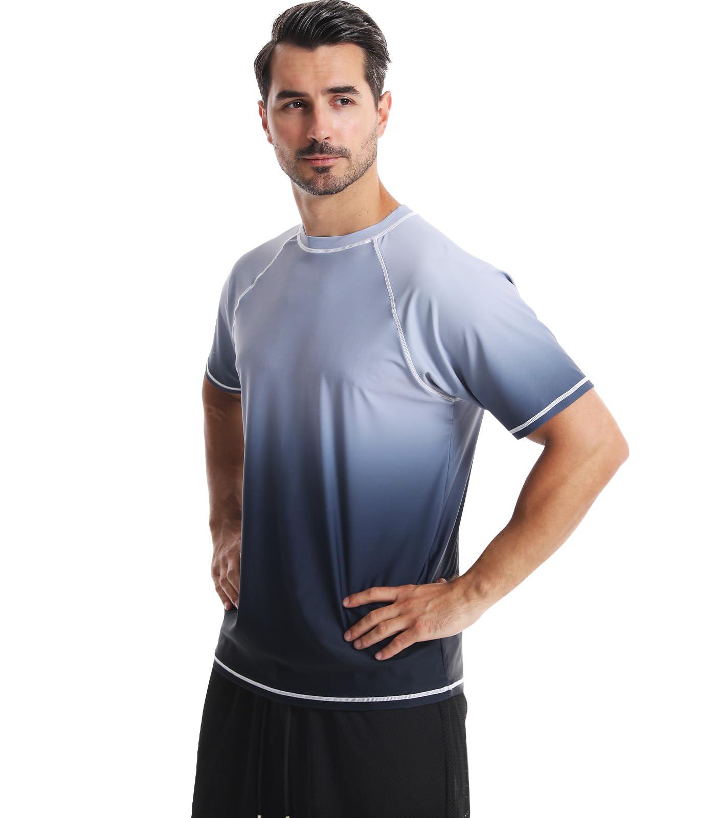 Rashguard pour Homme Séchage Rapide T Shirt Manches Courtes T-Shirt de Bain Anti-UV UPF 50+