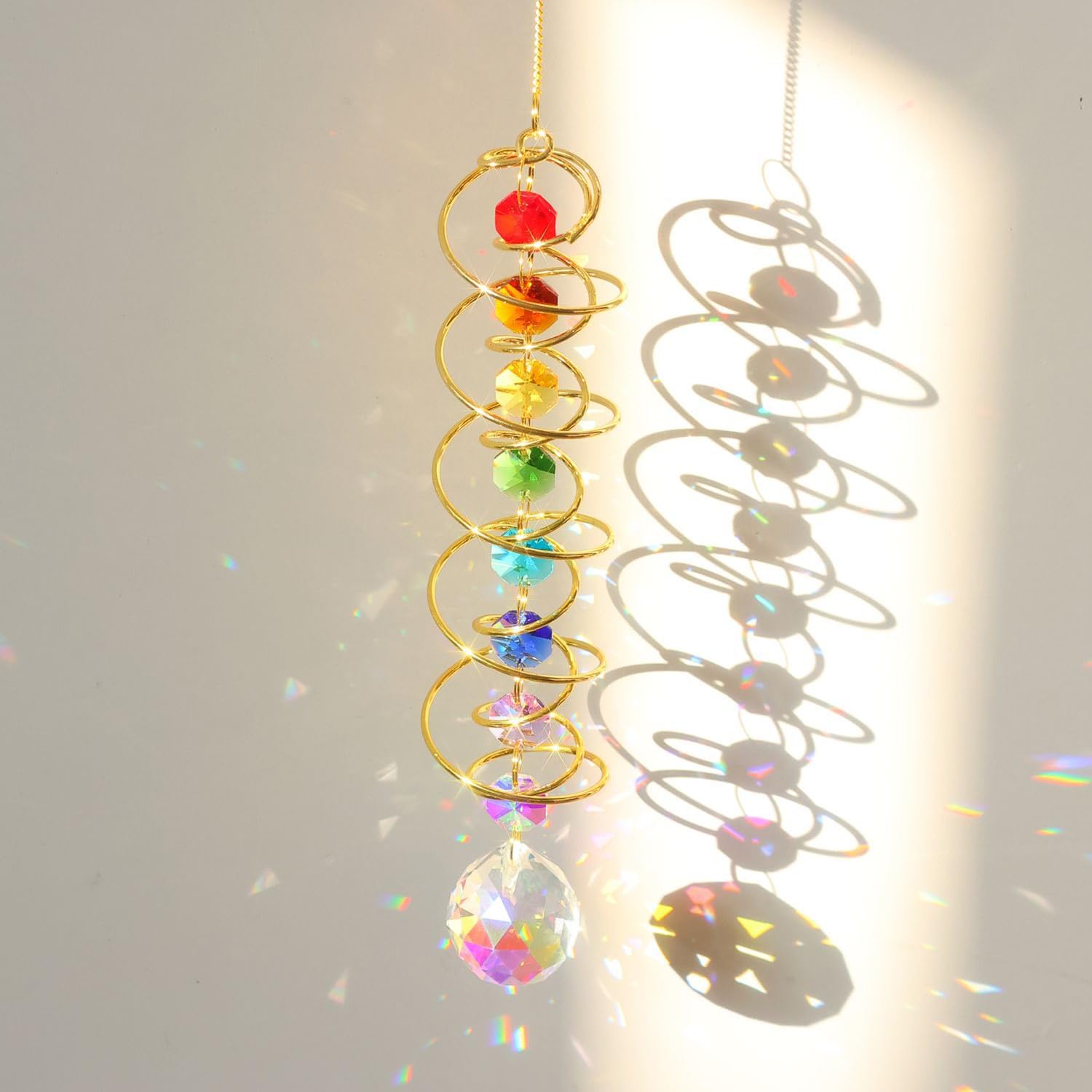 Npbiyoyg Clear Gazing Ball Spiral Tail, Wind Spinner Stabilizer, Hanging Double-Spiral With Crystal Ball Beads, Window Rainbow Maker, Decorative Sun Catcher For Garden Patio Porch Christmas(Clear)