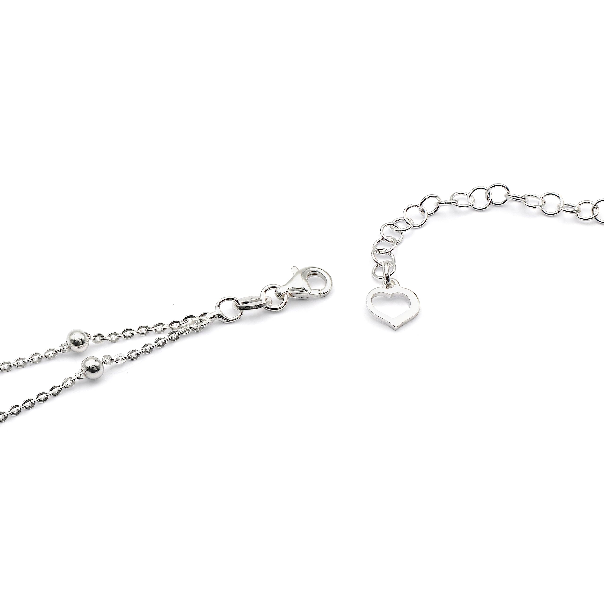 Aka Gioielli® - Cavigliera Donna in Argento 925 Sterling - Cavigliera Doppia Catenina con Sfere - lunghezza regolabile