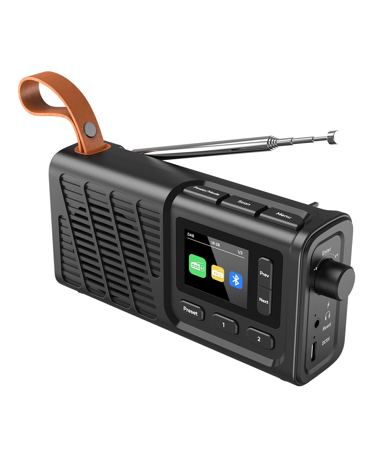 Tragbares DAB+/FM Radio mit Bluetooth, Küchenradio mit Kabel oder 2200mAh Akkubetrieb, UKW Digitalradios mit Kopfhöreranschluss, Dual Wecker, 40 Voreingestellte, Farbdisplay