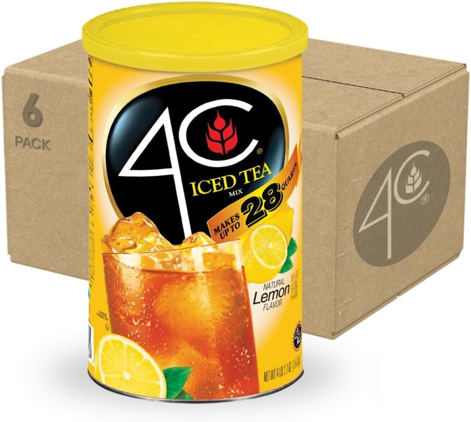 Powdered Drink Mix Cannisters, Lemon Tea, 28 Quarts, Family Sized Cannister, Thirst Quenching & Refreshing Flavors (Lemon Iced Tea, 66.1 Ounce (Pack of 6))