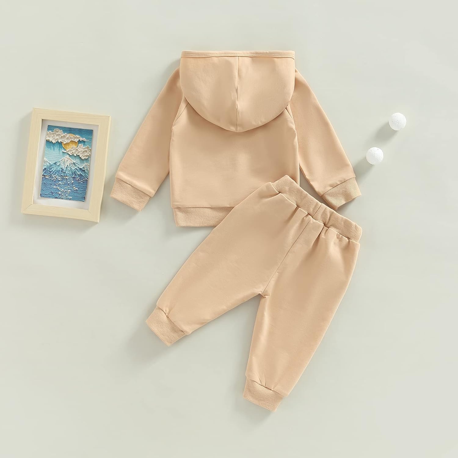 Thorn Tree Infant Baby Boys Pants Set Hooded Solid Sweatshirt Top Pocket Elastic Waist Pants 2Pcs Outfits Fall Winter Suit - Image 7