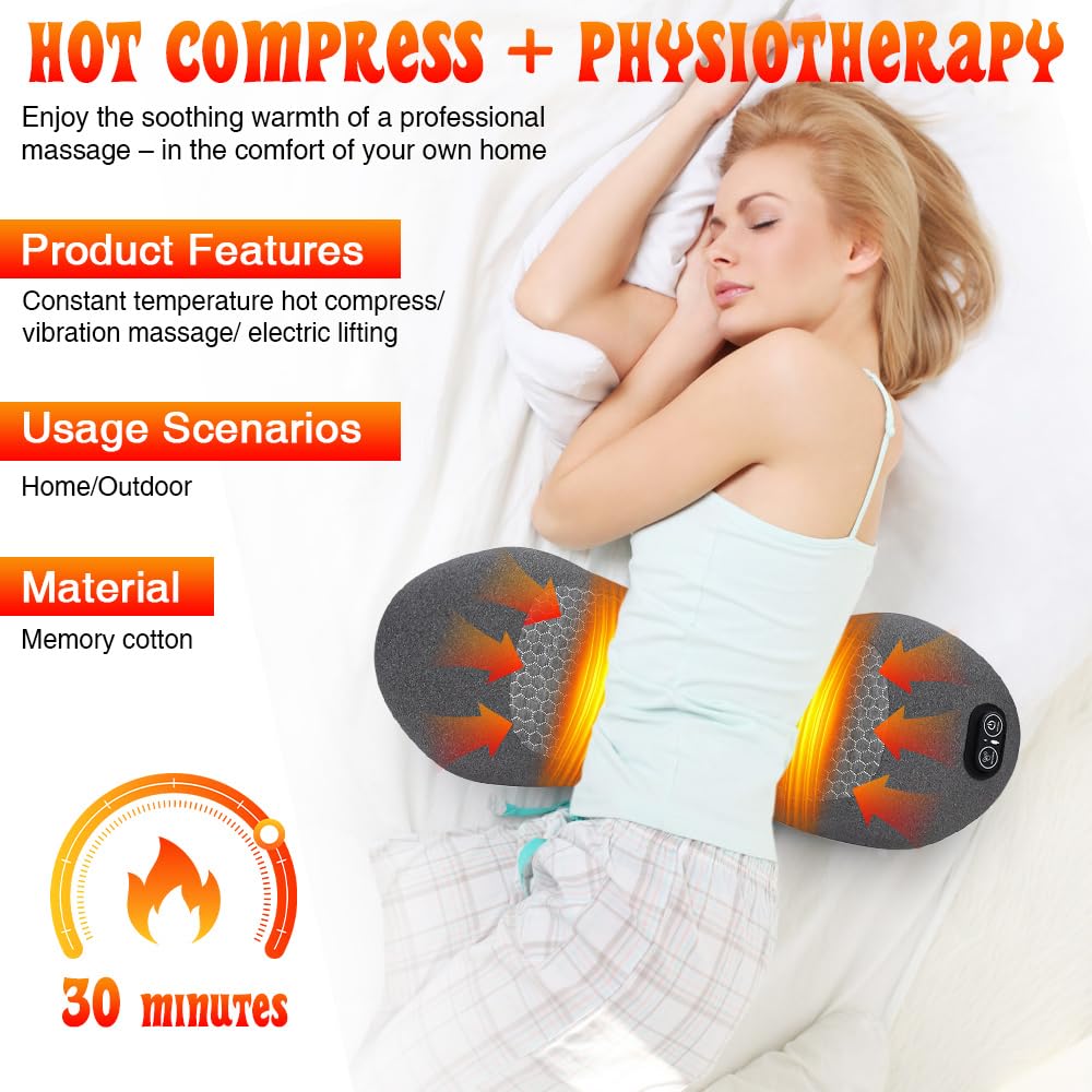 3 In 1 RüCkenmassagegeräT, Rückenmassagegeräte mit Wärme, Vibration & Dehnung, Ergonomische Rückenstütze, Rückenmassagegerät mit intelligentem Steuerschalter für Unteren Rücken, Nacken