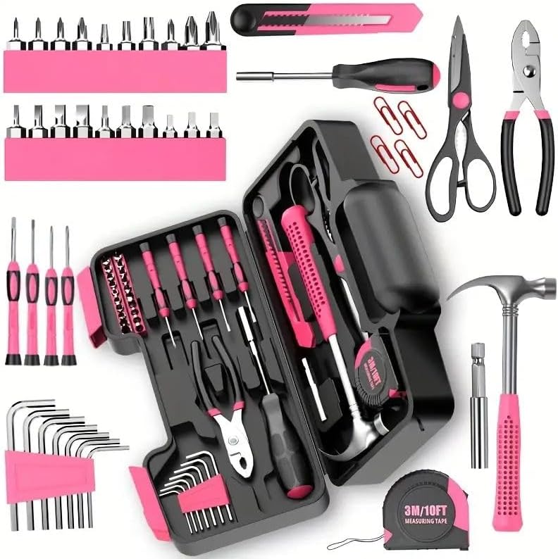 39/13-piece home decoration tool set, including screwdrivers, pliers, hex wrenches, etc., which is very suitable for handy workers and craft enthusiasts (13 pieces/pink)