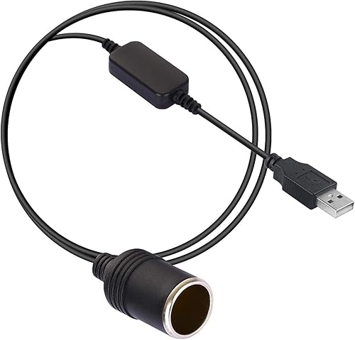 USB A macho a 12 V encendedor de cigarrillos de coche hembra convertidor inversor de cable elevador para encendedores, grabadora de conducción y