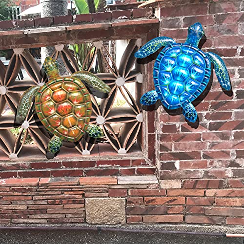 Hhgrowe 11.8 Inches Metal Sea Turtle Wall Decor Indoor And Outdoor Wall Sculptures Decorations Bedroom Garden Patio Porch Or Fence 2 Pcs … #TOP4