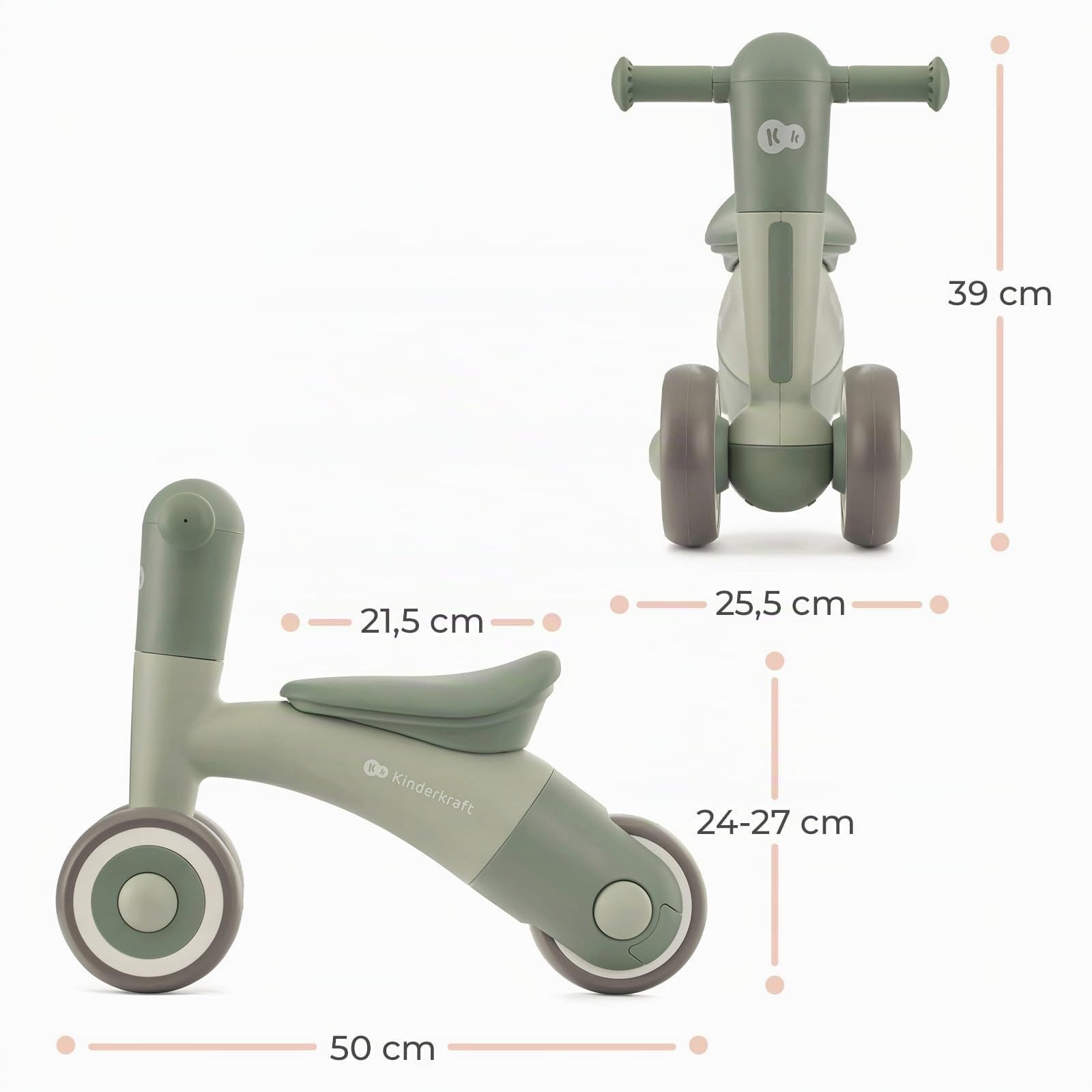 Kinderkraft MINIBI Bicicleta sin Pedales Partir 1 año, Bicicleta Ligeras para los Niñas y Niños, sillín Ajustable, Pesa Apenas 2,1 kg, Amarillo