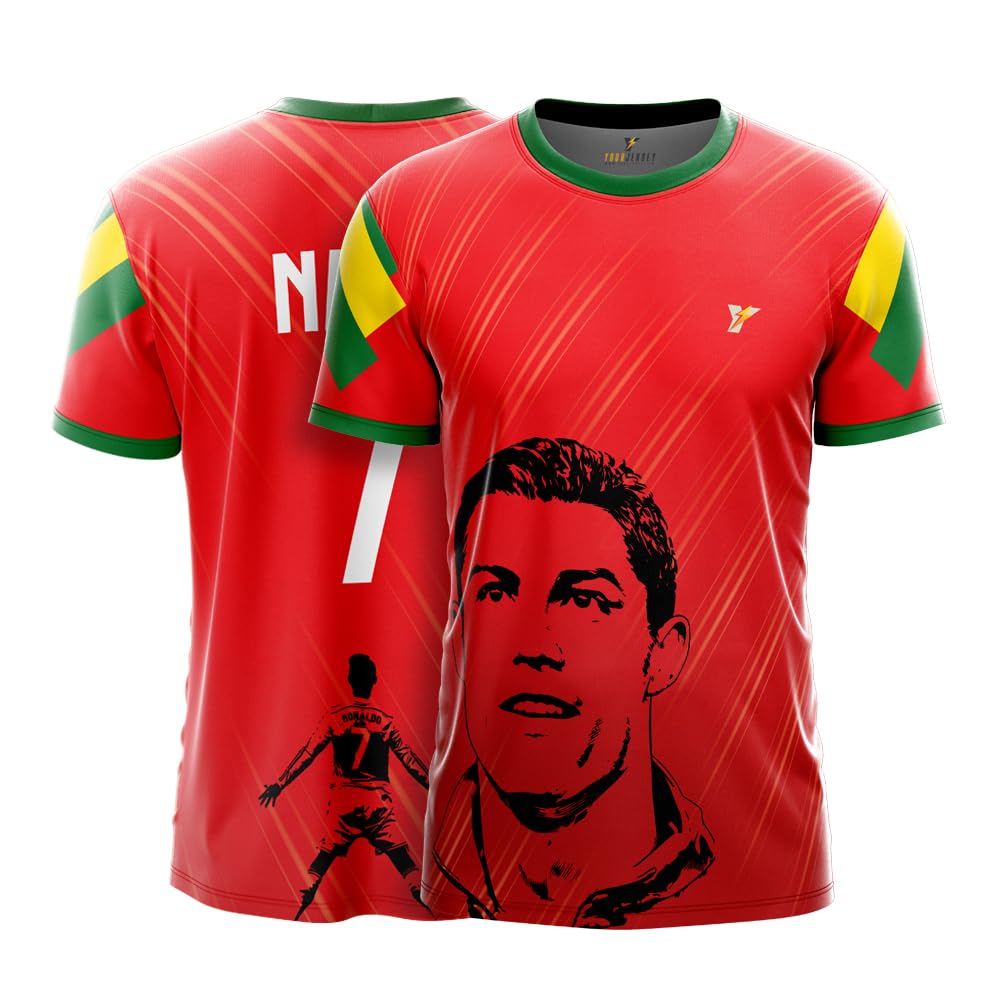 YOURJERSEY Polyester Ronaldo Fan Club Jersey Customizable With Name & Number For Kids & Men | Multicolor, Regular Fit-image-14