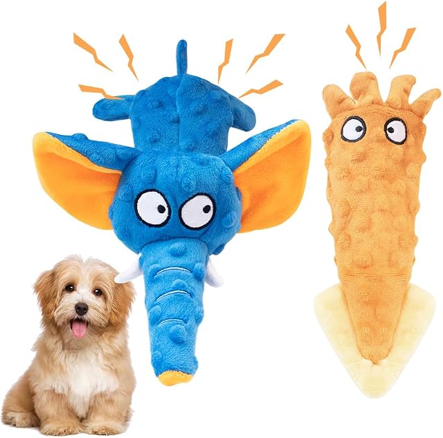 2 Pack de jouets de chien avec frisure & Squeaker - Jouets à croquer en peluche pour chiens doux et moyens, Jouets de dents de chiots pour soulager l'ennui & Soins dentaires