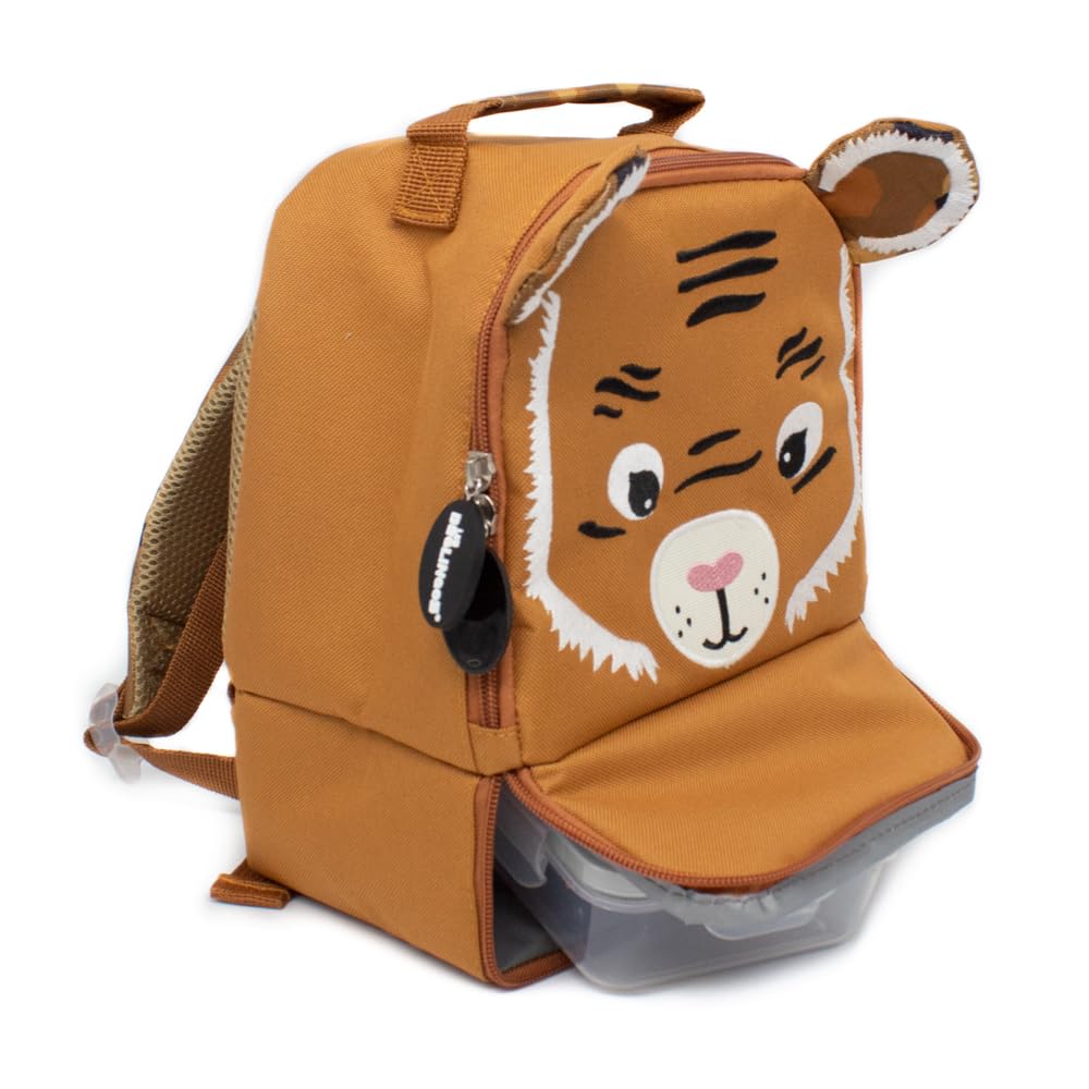 Les DÉGlingos Kühltasche für Babys • Speculos der Tiger | Lunch Bag Kinder | Gepäck für Mahlzeiten für Kinder | Schultergurt | Picknick Snacks | PEVA-Isolierung | recyceltes Polyester