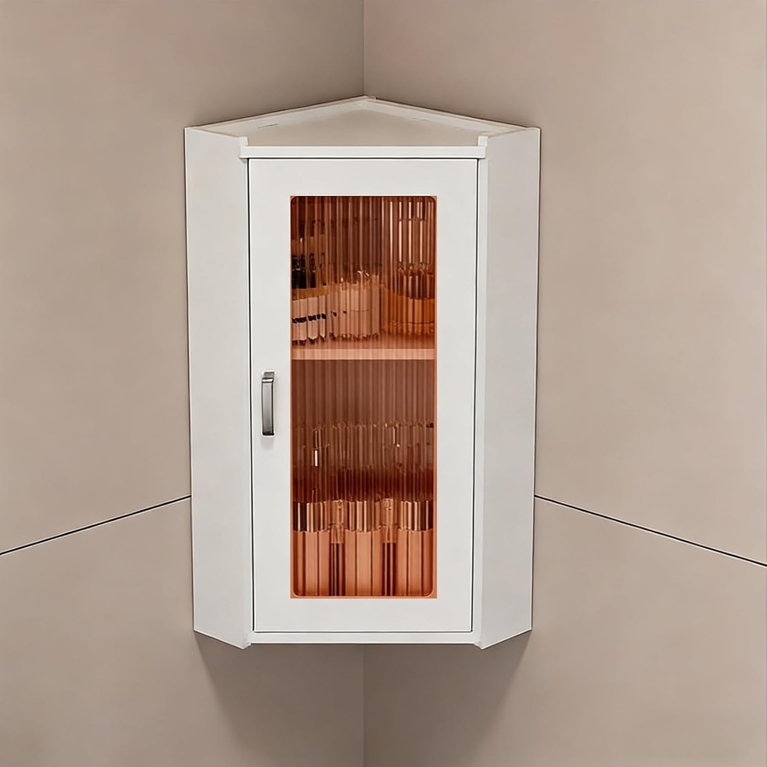 Wall Cabinet with Doors, Kitchen Wall Cabinets Storage, Wall Mounted Kitchen Cabinets with Doors and Shelves, Corner Wall Cabinet for Bathroom, Kitchen Organizer and Storage Cabinet,White-b-25x25x59/
