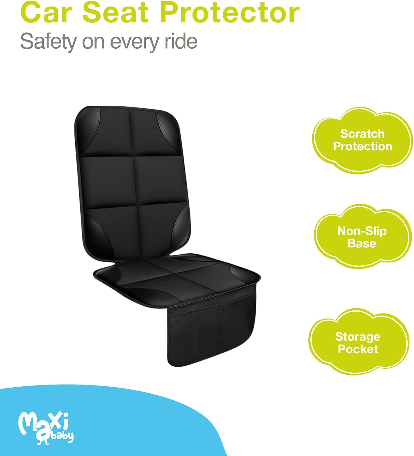 Maxi Baby Kover Car Seat Protector – Anti-Scratch & Tear – Non-Slip Design – Extra Foam Padding – Easy Installation