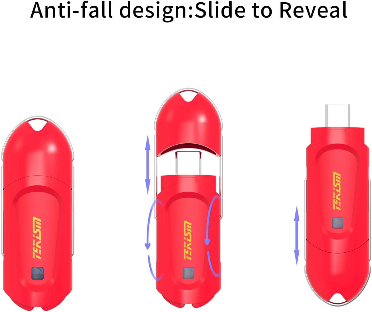 Flex C 128GB 2 Pack RED Type-C USB Flash Drives,Type-C,USB 3.1 Flash Thumb Drive,Swivel Design,USB Drive up to 150MB/s,External Data Storage Memory Stick Compatible with Computer/Laptop