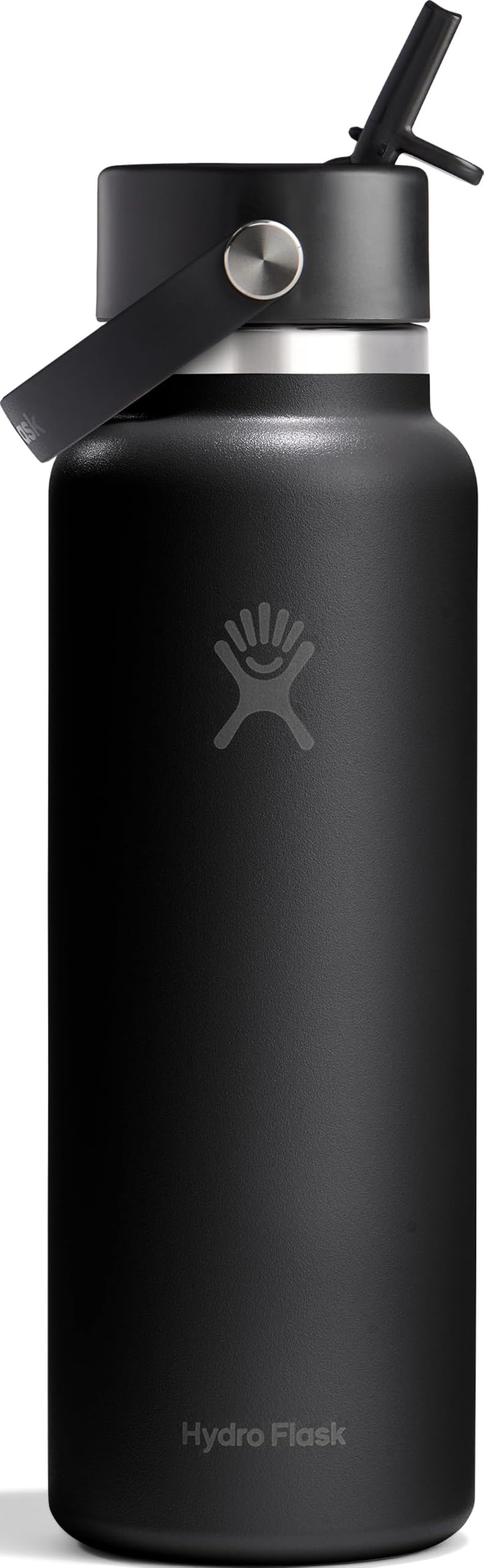 Hydro Flask Water Bottle - Insulated Stainless Steel - Wide Straw Lid, Non Spill, Leakproof in 40 Oz Tonal Black
