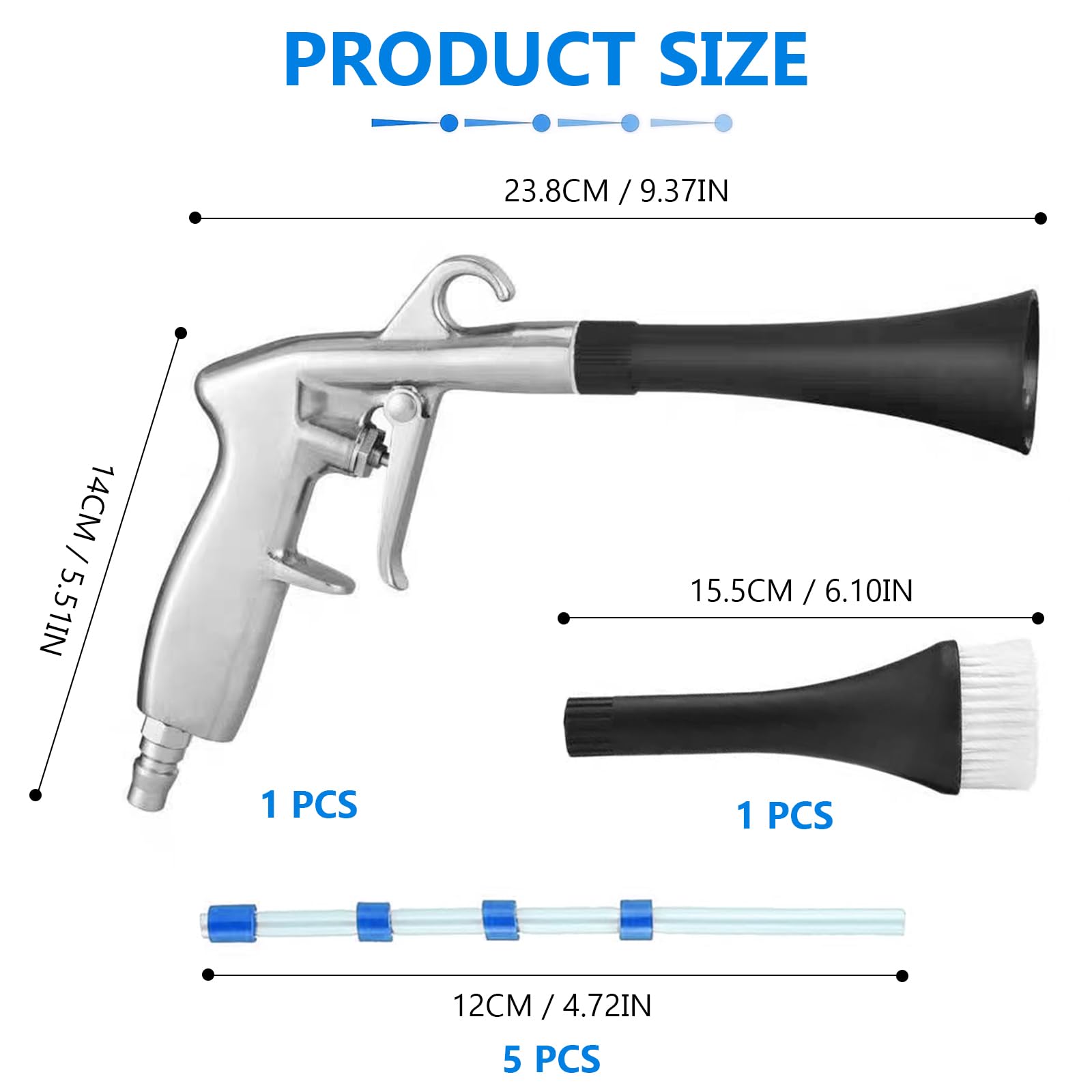 CCLIFE Persluchtpistolen uitblaaspistool 1/4, 8 bar max. werkdruk, luchtpistool voor compressor 100 mm