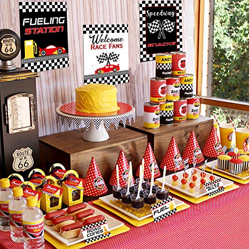 Race Car Bar Decorations Kit Racing Bar Signs Snack Tent Cards Pit Stop Banner For Race Car Birthday Party Decorations Let's Go Racing Theme Party Supplies #TOP4