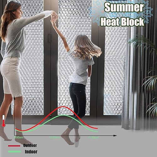 Miniatura 6 de Espuma aislante reflectante doble, barrera radiante de aislamiento reflectante de ventana de 48 x 10 pies, rollo de aislamiento de burbujas de