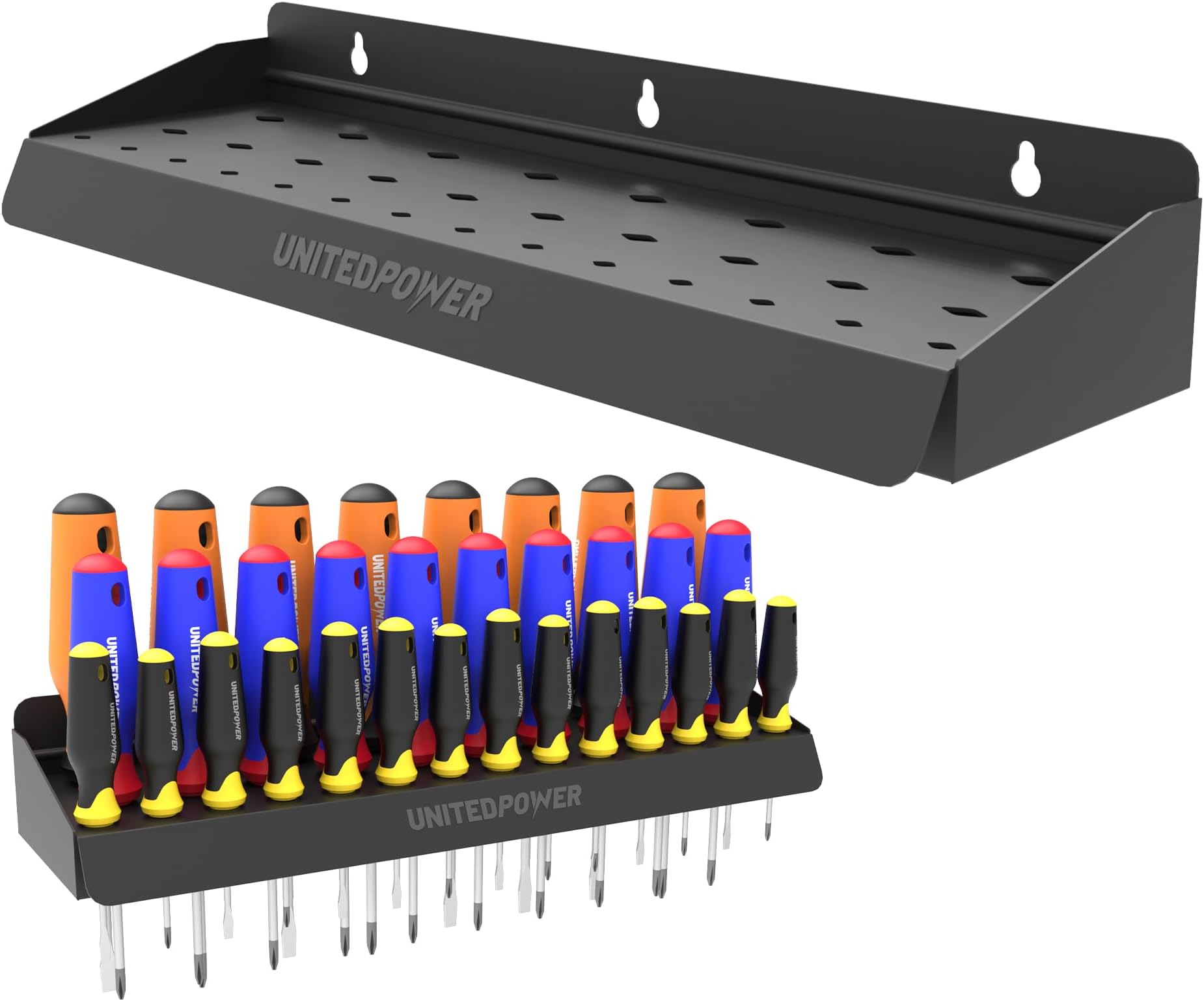 Screwdriver Holder, Wall Mount Storage Rack Organizer for Workshop, Shed, Garage, Home, Stores up to 32 Screwdrivers or Small Tools