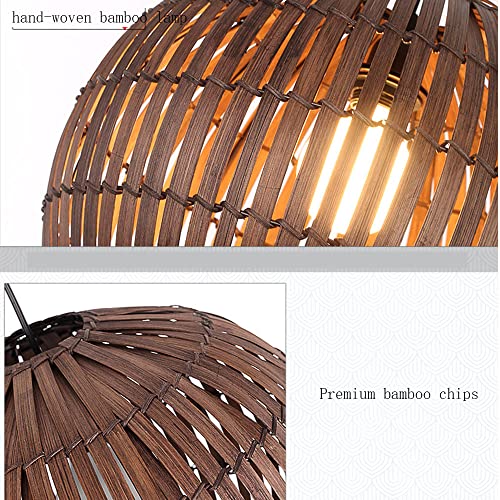 Lampe suspendue rétro en bambou tressé E27 d'un diamètre de 30 cm - 8
