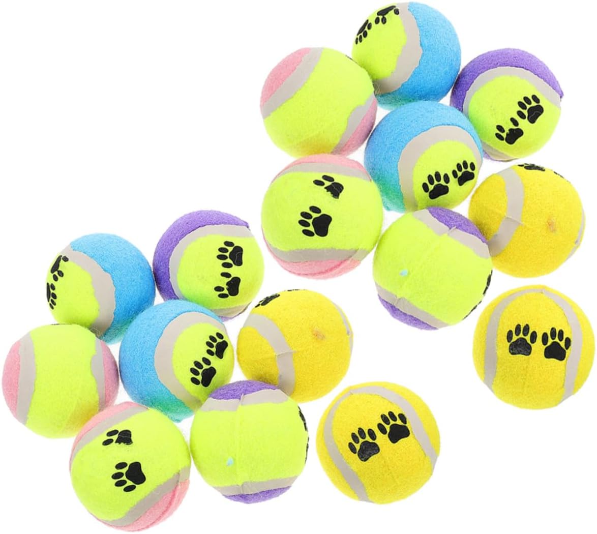 VOSAREA 16pcs Dog Tennis Balls for Dogs Plush Rubber Puppy 7cm Diameter Interactive Outdoor Activity Training Balls Random Color