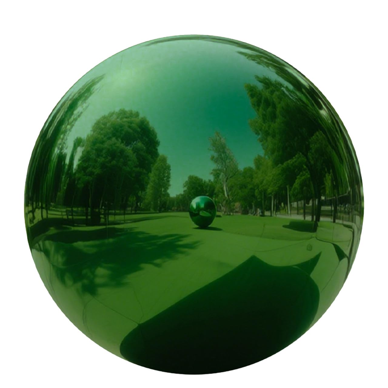 Bola de jardín que refracta la luz natural en acero inoxidable verde LIGIGWASH