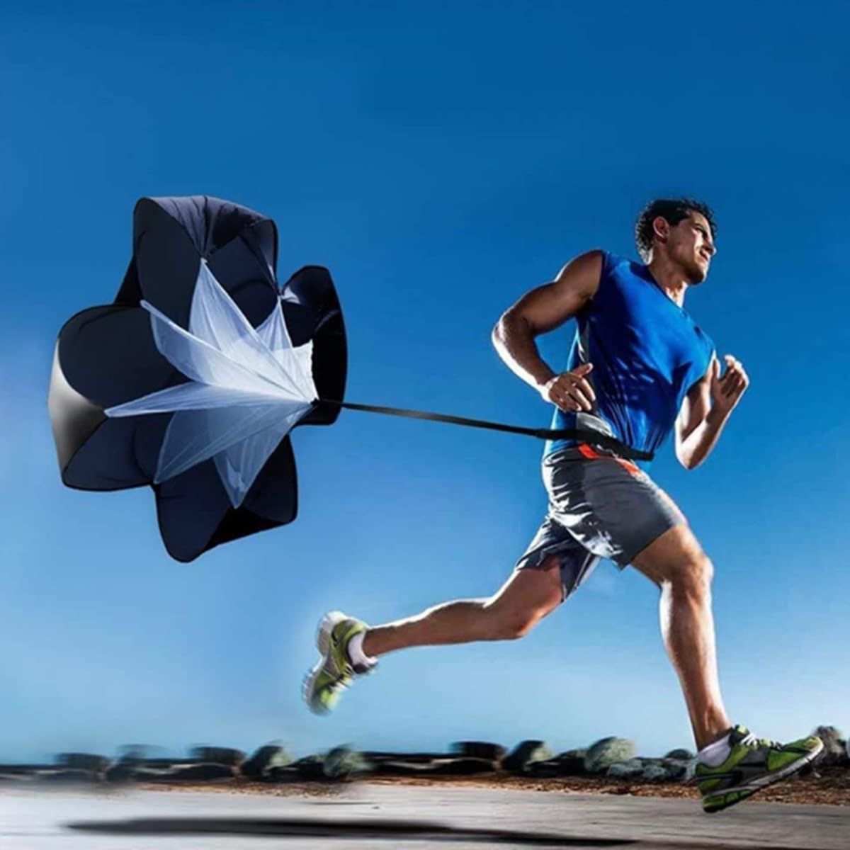 Paracadute di Resistenza,59 Pollici Paracadute Sportivo,Speed Resistance Ombrello Training,con Cinghia Regolabile,per Allenamento velocità e Corsa