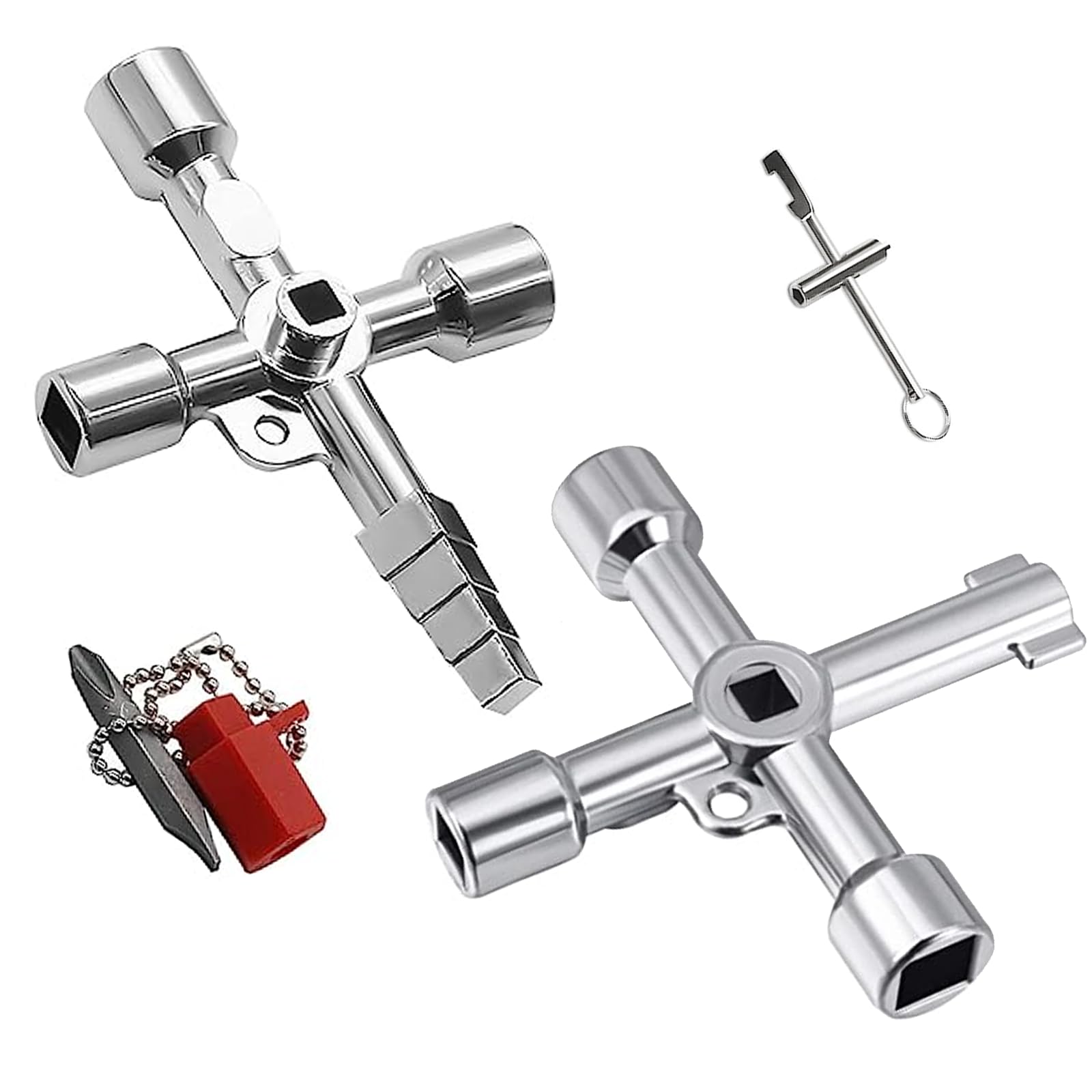 XZEIT 3 Chiavi da Costruzione, Chiavi Universali 4 in 1, Quadre Triangolari, Chiavi A Croce per Chiavi Multifunzione per Acqua, Elettricità, Contatore Elettrico