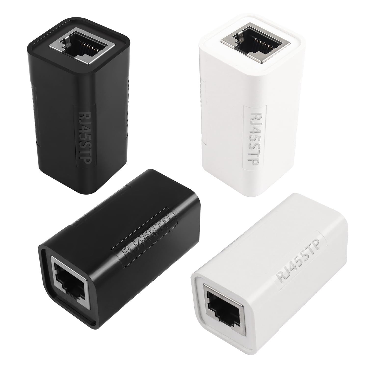 HATMINI 4PCS RJ45 Coupler,RJ45 Inline Coupler with Shield,8P8S Network Connectors Female to Female Ethernet Cable Extender Adapter for Cat6/ Cat5/ Cat5e Ethernet Cable（2black+2white）