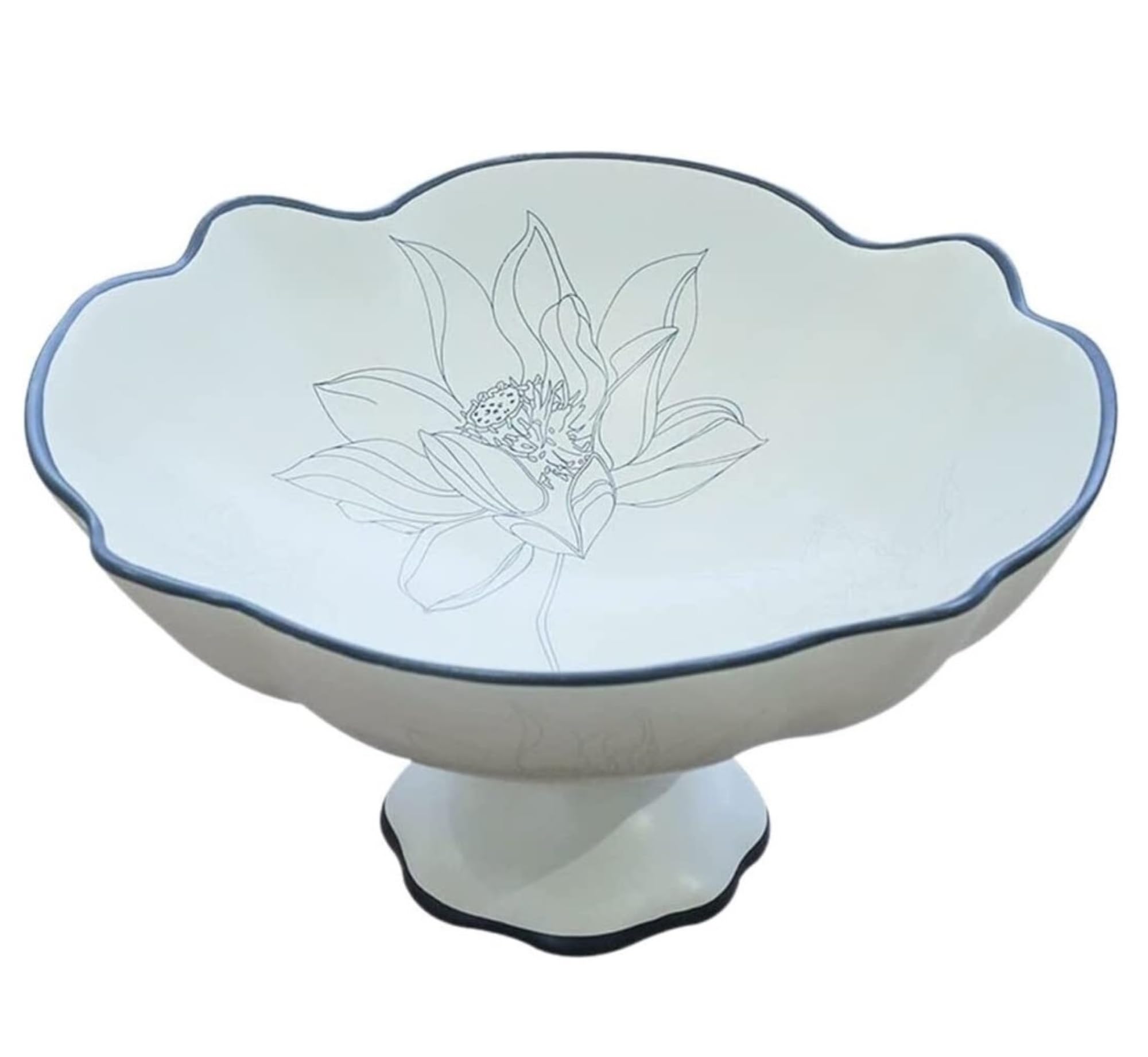 ZTCHSENZT Fruit Bowls Countertop Fruit and Vegetable Basket Bowl Ceramic Fruit Bowl Candy Plate High-end Creative Lotus Pattern Decorative Vegetable
