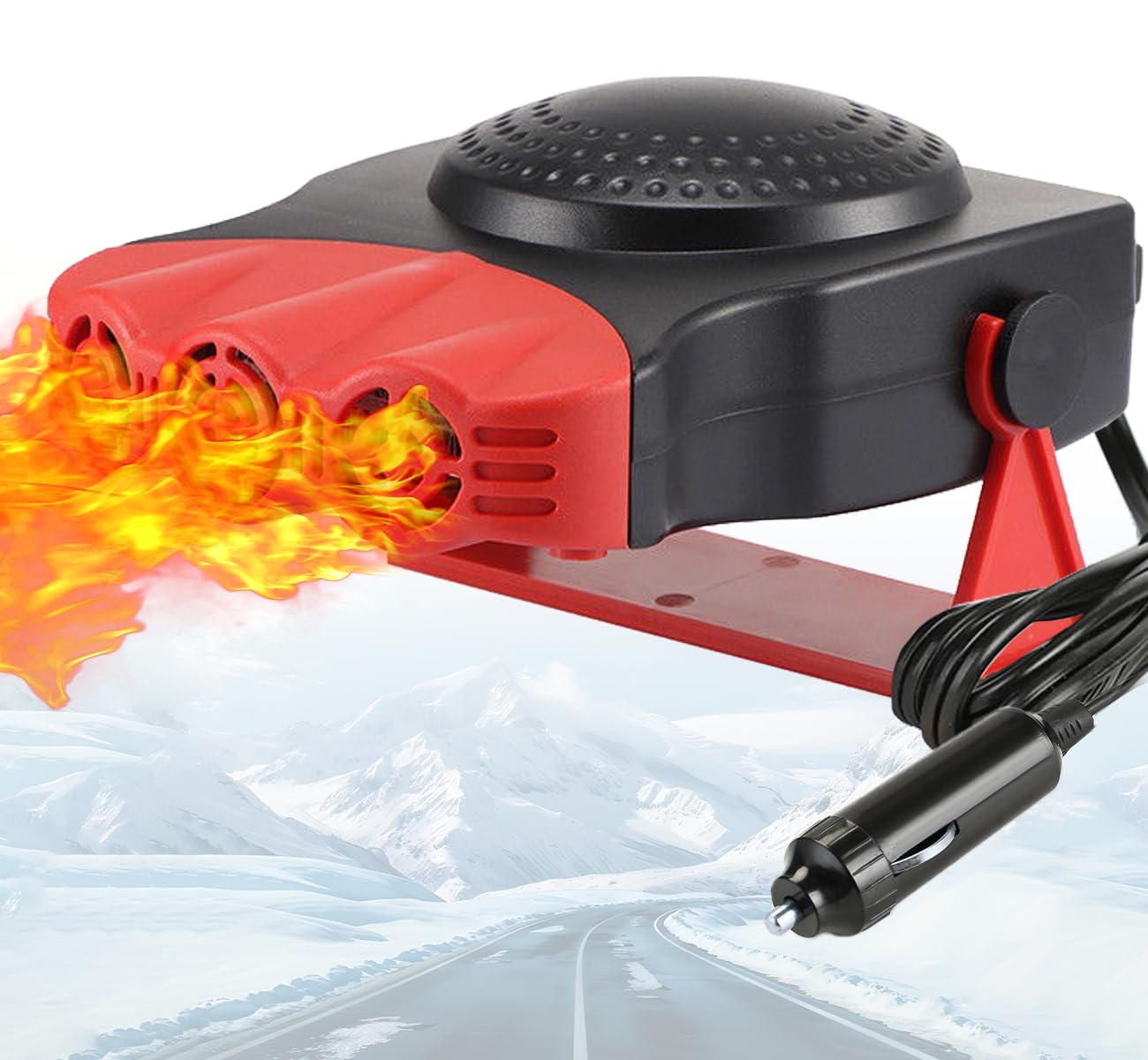 Milukon Portable Car Heater 12V - 2 in1 Fast Heating Defroster Defogger Demister （Black）