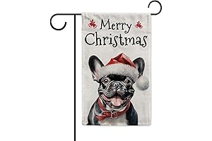 Merry Christmas Dog Decoration Garden Flag Funny French Bulldog Dog in Santa...
