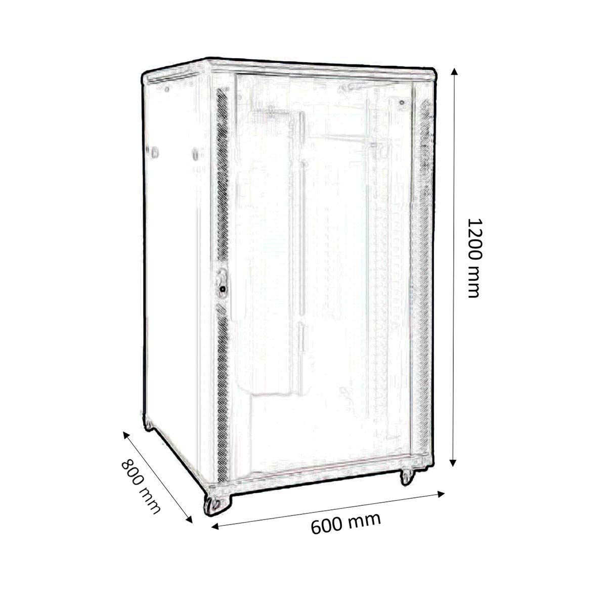 KIMEX - Armario Rack 19" de Suelo - Ancho 600mm, Fondo 800mm, Altura 24U - Negro - 112-6824K