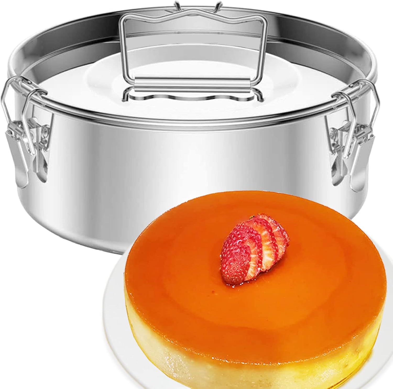 Flanera Stainless Steel Flan Mold 85 oz, Compatible with Instant Pot 8 qt, Mexican Design Flanera Flan Maker - Flan Pan - Moldes para Flan - Flaneras Moldes con Tapa