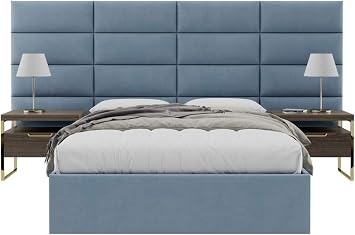 Vant Elizabeth Headboard Panels, Queen/Full, Micro Suede Ocean Blue