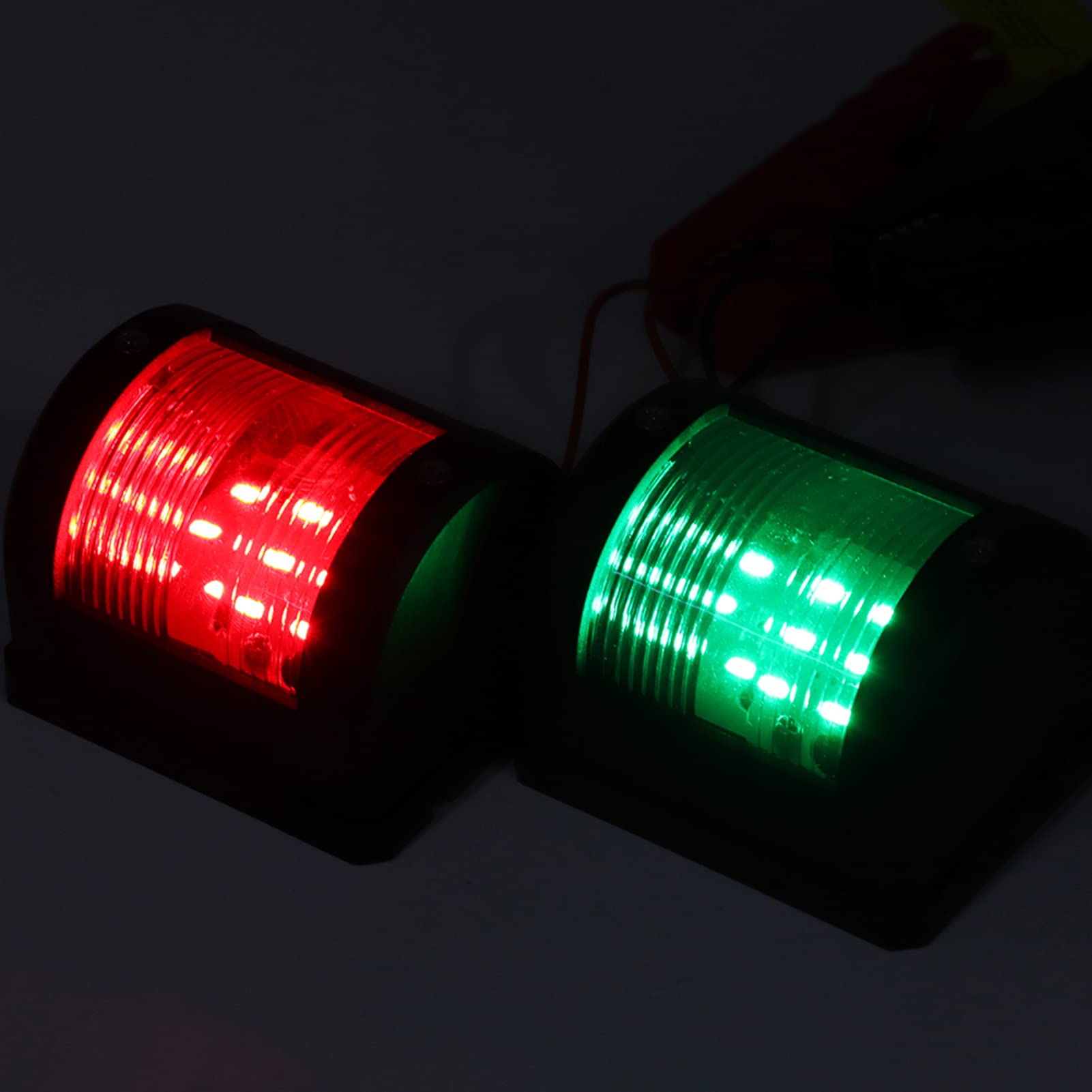 Tefola Par de Luces de Advertencia de Navegación, Luces de Señal de Navegación para Barcos, Lámpara de Señal Led Verde Roja IP66, Baliza de Advertencia Magnética para Yate de Barco Marino 12V