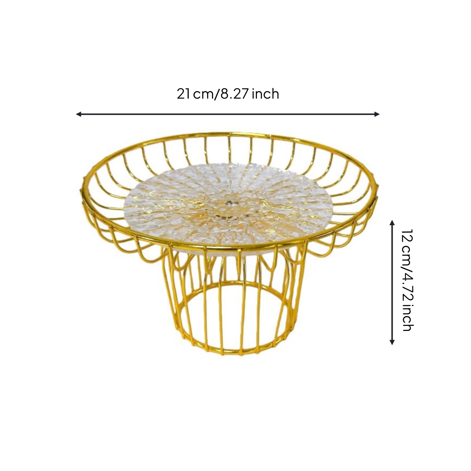 Gralara Dessertständer mit Acrylplatte modern Tortenplatte mit Fuß bruchsicher Tortenständer Fuß für Brautpaare, Hochzeit, , Leichter Luxus, Minimalistisch, Gold, Eisen, Klein, Obstkorb, Acryl