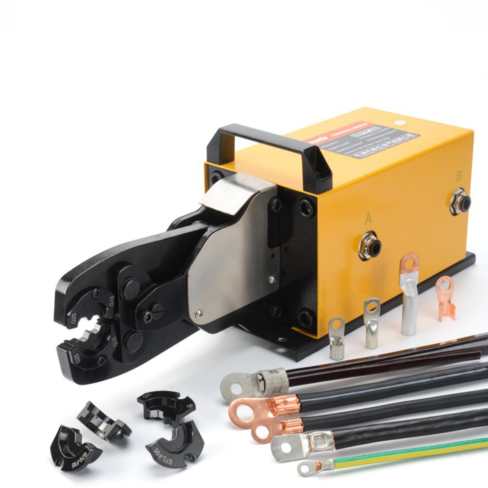 Máquina prensadora neumática, herramientas resistentes 6.0T con válvula de pie y juego de mandíbula para rango de crimpado de 6 a 70 mm² para múltiples aplicaciones