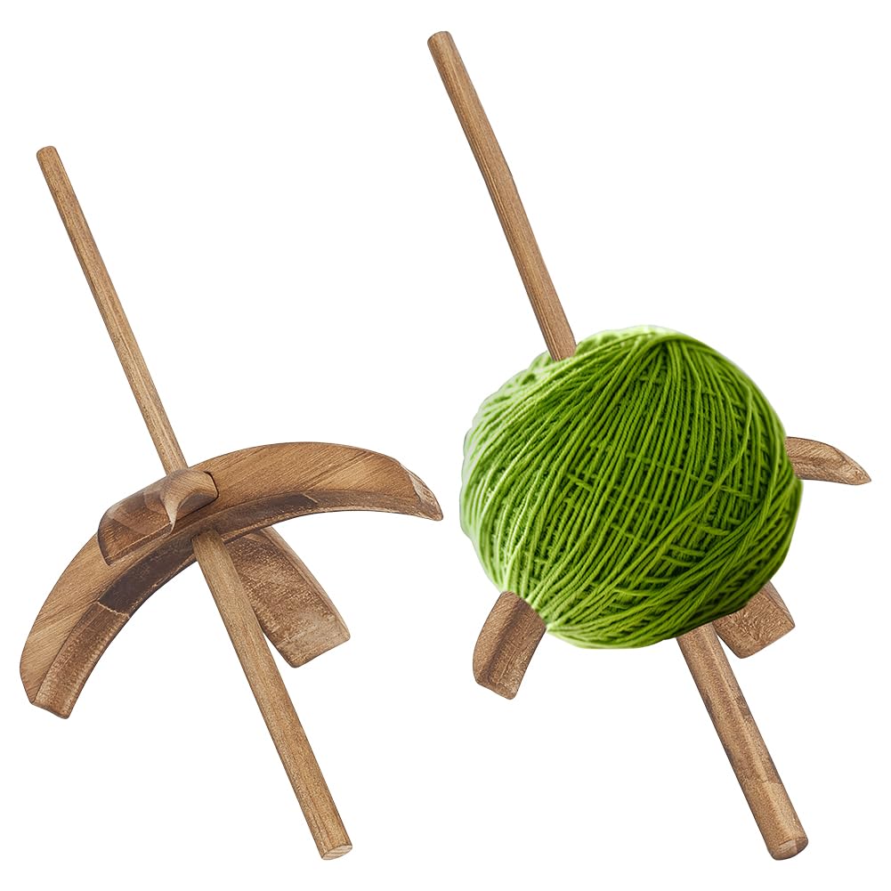 PH PandaHall 2 Sizes Wood Drop Spindle Natural Spinning Wheel Yarn Spinner Portable Hand Spindles for Artisan Workshops Handspinning Crafting DIY Projects Beginner Professional